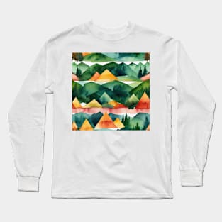 Watercolor Geometric Long Sleeve T-Shirt